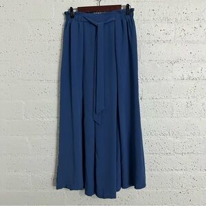 Simplee Womens Pants L Blue Wide Leg Pull On Split Leg Flowy Lightweight H6